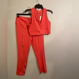 Cato Bralette and Leggings - Sports Bra and Leggings - Coral Color - NWT - Med